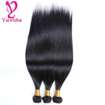 300G/3 Bundles Brazilian Human Hair Extensions Virgin Straight Hair Weft #1B