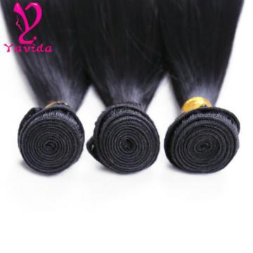 300G/3 Bundles Brazilian Human Hair Extensions Virgin Straight Hair Weft #1B