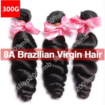 8A Brazilian Loose Wave Virgin Hair 300G 3 Bundles Thick Weave Wefts Extension