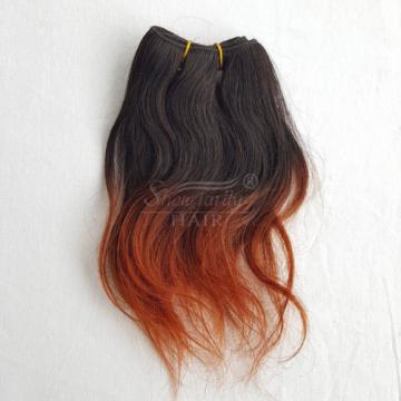 6&#034; Black To Medium Auburn Brazilian Virgin Hair Weft Natural Wave Hair Bundles