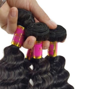 200g 4 Bundles 100% Brazilian Deep Wave Virgin Human Hair Bundles Weft Grade 8A