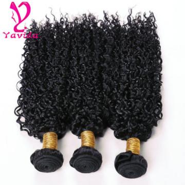 300g 100% Brazilian Kinky Curly Virgin Human Hair Weft Extensions 3 Bundles