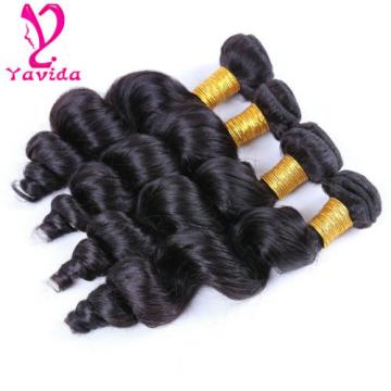 7A Brazilian Virgin Hair Weave Loose Wave Human Hair Extensions 4 Bundles 400g