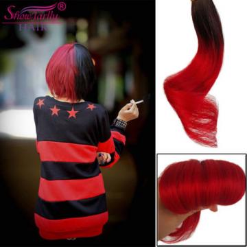 10&#034; Brazilian Body Wave Virgin Hair Weft Ombre BOB Short Hair Bundles 8A #1B/Red