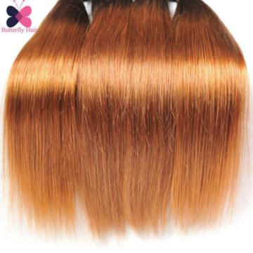 Ombre Straight Human Hair 4 Bundles Blonde Brown Brazilian Virgin Hair Extension
