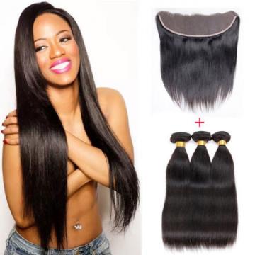 13*4 Lace Frontal Closure with 3 Bundles Brazilian Virgin Human Hair Straight