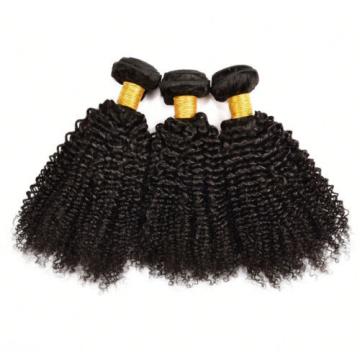 3 Bundles Brazilian Virgin Hair Kinky Curly Human Hair Extensions Natural Black
