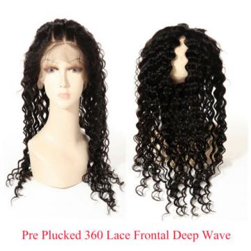 360 Lace Frontal Band Closure Brazilian Virgin Hair Deep Wave with Baby Hair
