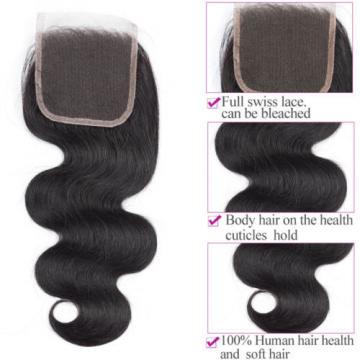 Brazilian virgin hair 4*4 closure body wave free part human hair lace closure18&#034;
