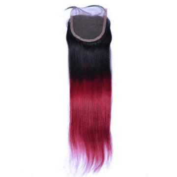 Ombre Brazilian Virgin Human Hair Straight hair Extension Lace Closure 1b/bug