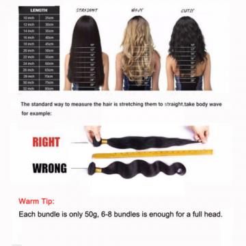 3 Bundles/150g Loose Wave Hair Brazilian Virgin Human Hair Extensions Weft