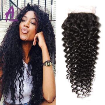 lace closure Brazilian Virgin Hair Curly Wave 4*4 Free Part/Middle/ Three Part