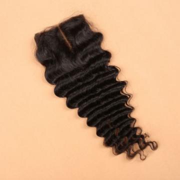 Brazilian Unprocessed Human Baby Virgin Hair 4*4 Deep Wave Silk Base Closure 1b