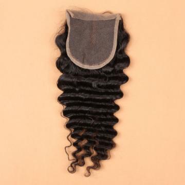 7A 4*4 Lace Closure 100% Brazilian Baby Virgin Human Hair Deep Wave 1b Color