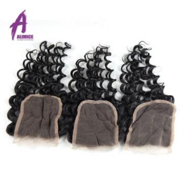 4Bundles Human Hair and  4*4 Closure Brazilian Virgin Hair Deep Curly Wave Hair