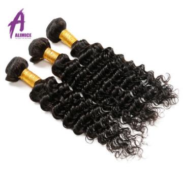 Deep Wave Peruvian Virgin Human Hair Extensions Weave 3 Bundles/300g Curly 7A