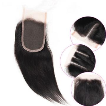 4&#034;X4&#034; Lace Closure Peruvian Virgin Human Hair Hairpiece Extensions Natural Black
