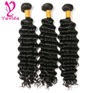 7A Deep Wavy Curly Peruvian Virgin Human Hair Extensions Weave 3 Bundles 300G