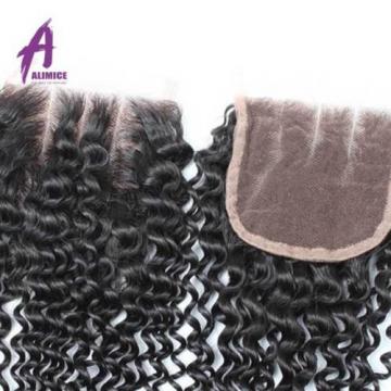 Lace Closure With Bundles Peruvian Virgin Human Hair Weave Kinky Wave