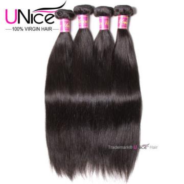 Peruvian Virgin Hair Straight Human Hair 4 Bundles/400g UNice 8A Hair Extensions