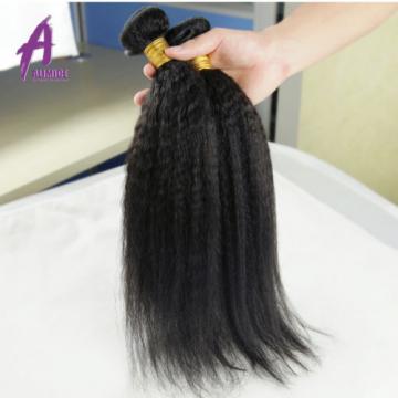 2 Bundle Kinky Straight With 360 Lace Closure Peruvian Virgin Human Hair Weave