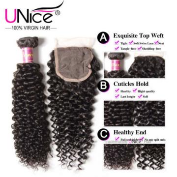 8A Peruvian Curly Virgin Hair 3 Bundles 14+16+18 WIth 14&#034; Lace Closure Hair Weft
