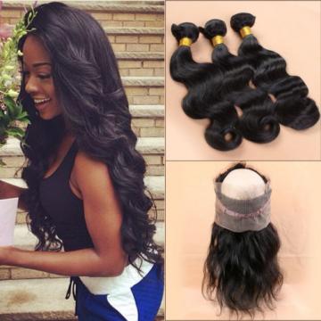 Pre Plucked 360 Lace Frontal With Bundle 3 Pcs Peruvian Virgin Hair Body Wave
