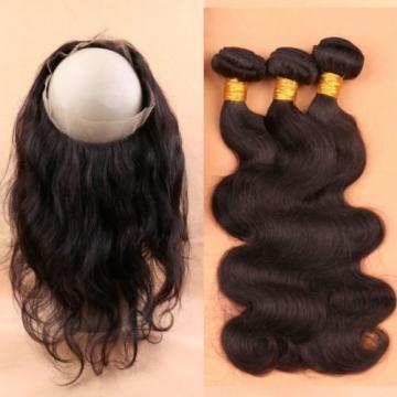 Pre Plucked 360 Lace Frontal With Bundle 3 Pcs Peruvian Virgin Hair Body Wave