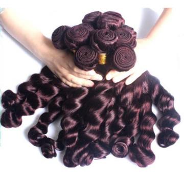 6A 3 Bundles Peruvian Virgin Loose Wave Burgundy Human Hair Extensions 300g
