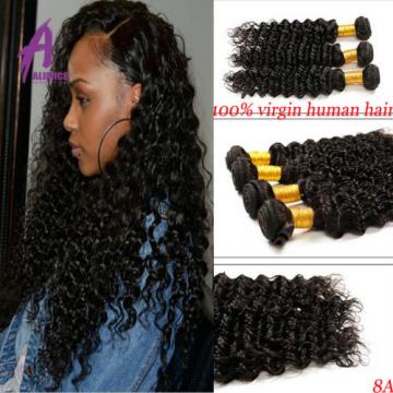 4Bundles Deep Wave Peruvian Virgin Human Hair Extension Weave remy Curly 400g 8A