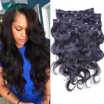 Body Wave Peruvian Virgin 100% Human Hair Clip-In Hair Extension For Black Women