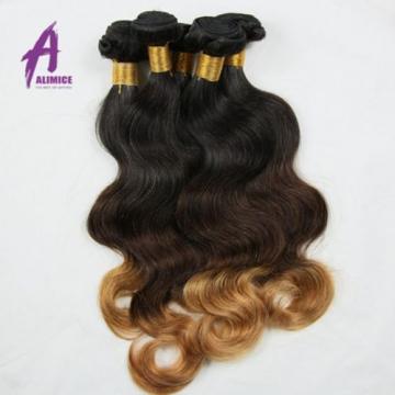 3Bundles Ombre Body Wave Peruvian Virgin Remy Hair Extensions Weave Double Weft
