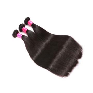 Peruvian Virgin Human Hair Extensions Straight 3 Bundles 300g With Lace Closure