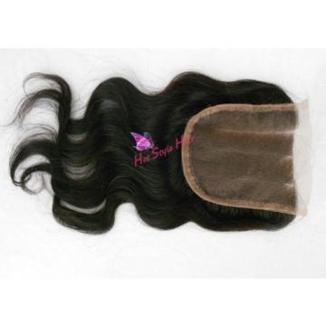 14&#034; Top Lace Closure Unprocessed Peruvian Virgin Hair 3 Way Part Closure 4x4