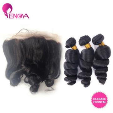 Peruvian Virgin Hair 13X4 Silk Base Closure Frontal with 3 Bundles Loose Wave