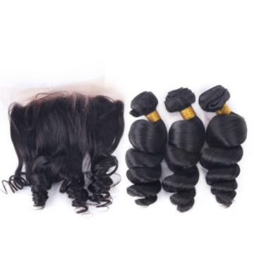 Cheap Human Hair Weave 3Bundles With 13x4 Lace Frontal 100% Virgin Peruvian Hair