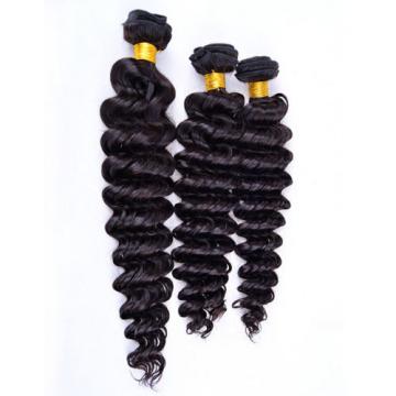 8A3pcs/300g Peruvian Virgin Real Deep Wave Hair 100% Human Hair Extensions Weave