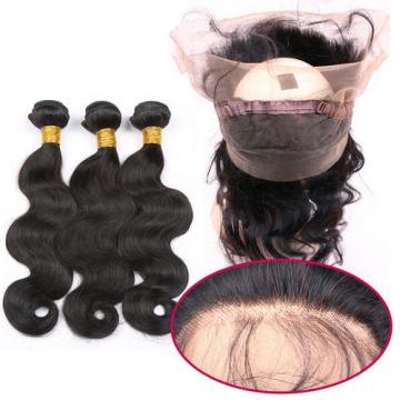 360 Lace Frontal with Bundle Body Wave Peruvian Virgin Hair with Lace Frontal 8A