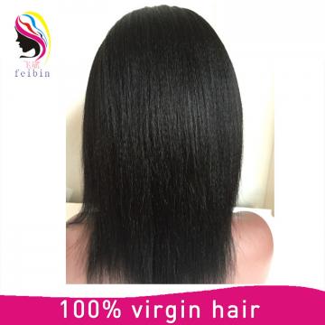 Brazilian 180 density natural color black straight human hair, full lace wig
