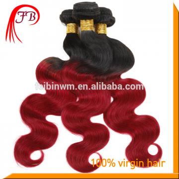 1B/red hair weft Body Wave ombre virgin brazilian human hair