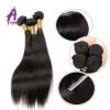 Straight Brazilian Virgin Hair  Remy Human Hair Weave with Closure 4 Bundles 7a #3 small image