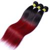 Silky straight 1b/bug Ombre Color Brazilian Virgin Human Hair 3 Bundles/150g #3 small image