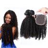 SALE Brazilian Human Virgin Hair Kinky Curly 4*4 Lace Closure with 3 Bundles 18&#034; #1 small image