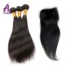 US Stock 4 Bundles Brazilian Virgin Straight Human Hair With 4*4 Lace Closure 8A #4 small image