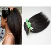 3bundle yaki Kinky Straight Virgin Brazilian remy human hair weft Weave 150g/lot #1 small image