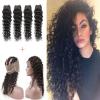Brazilian Virgin Human Hair Deep Wave 360 Lace Frontal Closure With 4 Bundles #1 small image
