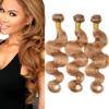 Brazilian Human Hair Virgin Remy Blonde Hair Extensions 3pcs Body Wave Color 27#