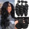 3 Bundles 100% Virgin Brazilian loose wave Remy Human Hair extensions Weave Weft #1 small image
