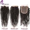 lace closure Brazilian Virgin Hair Curly Wave 4*4 Free Part/Middle/ Three Part #2 small image