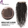 lace closure Brazilian Virgin Hair Curly Wave 4*4 Free Part/Middle/ Three Part #3 small image